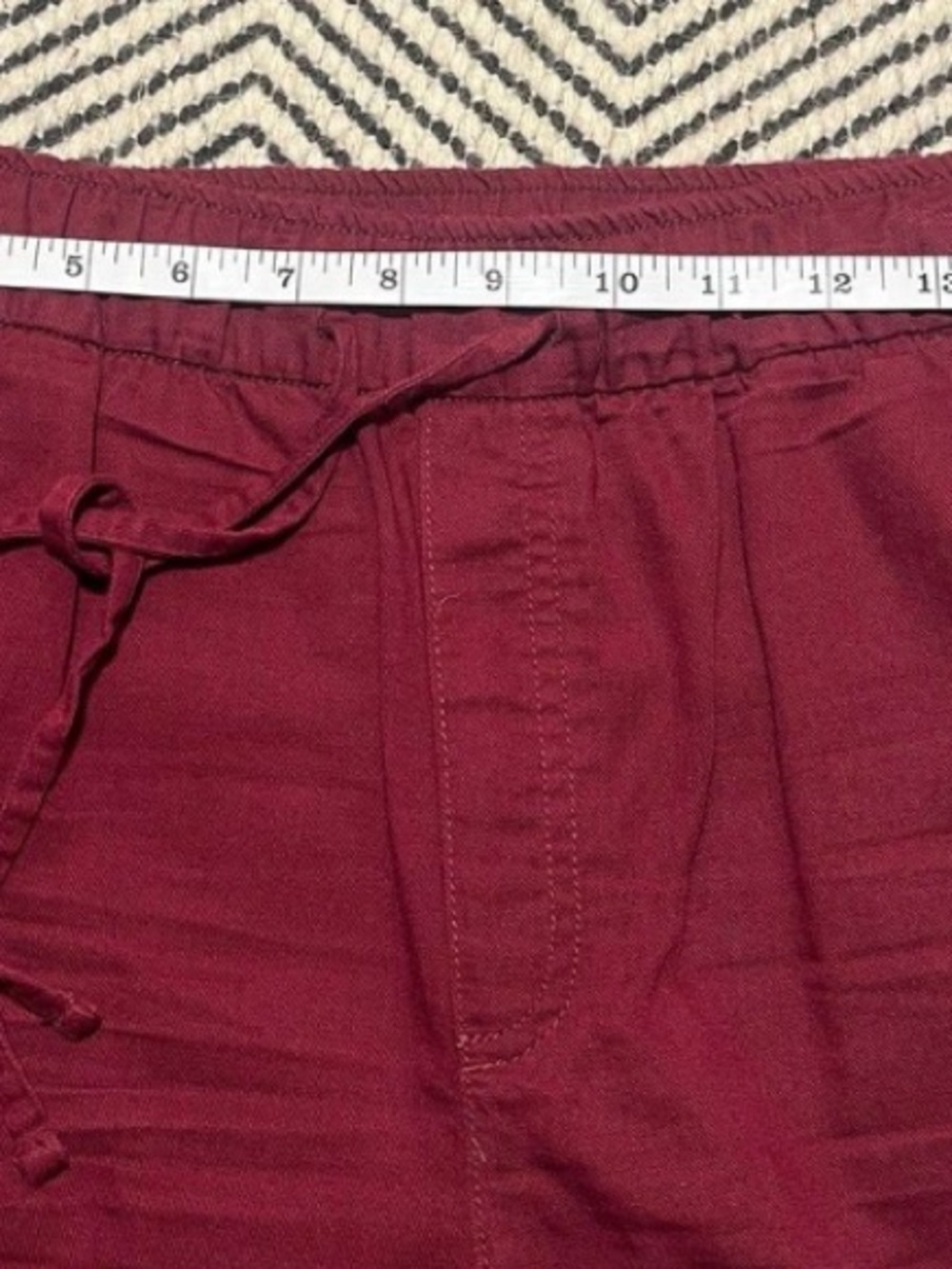 GAP Easy Pant Maroon / Wine High Rise Wide Leg Red Cotton Blend Drawstring Capri - Picture 7 of 7